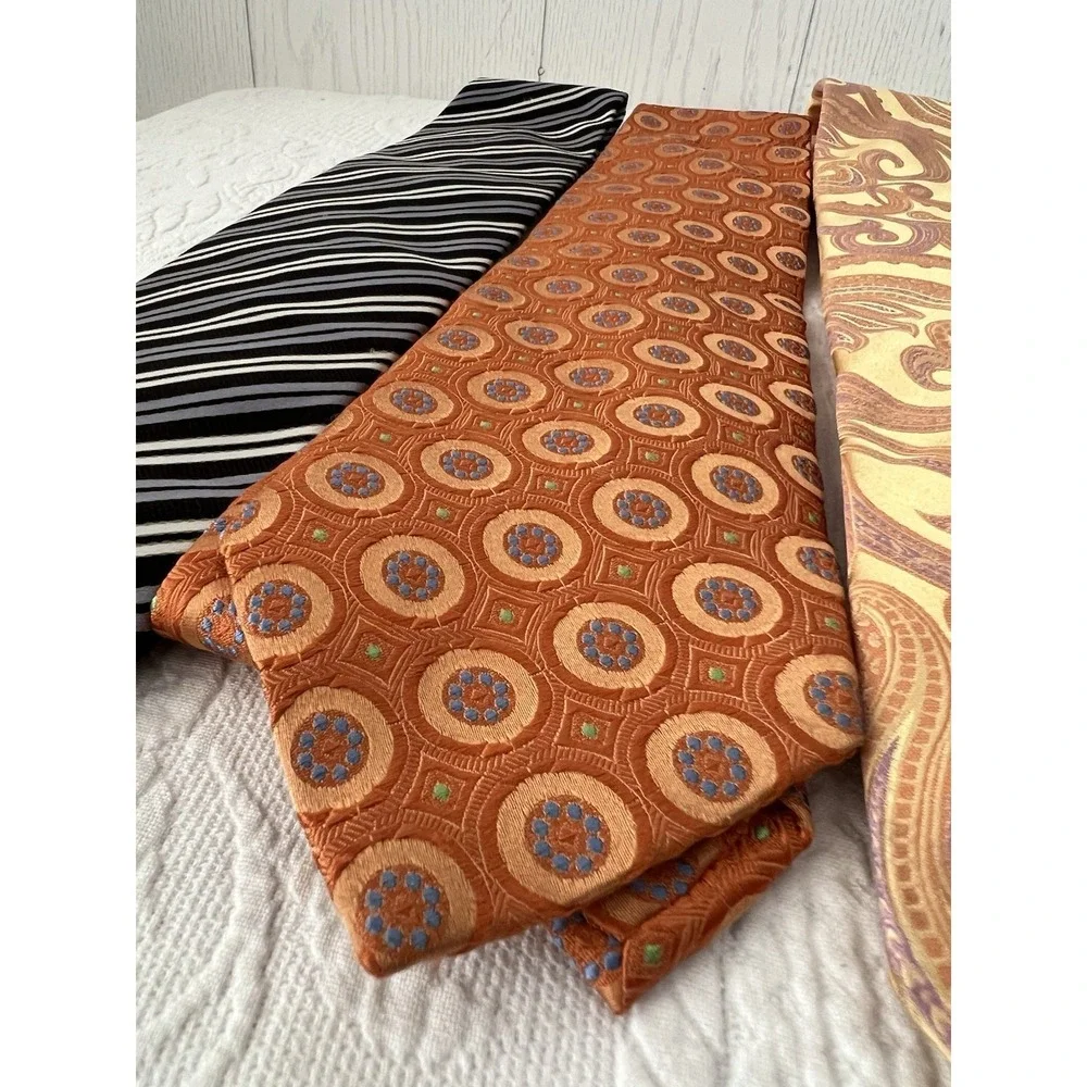 Geoff Nicholson Paisley Geometric Stripe Men's 100% Silk Tie Lot of 4